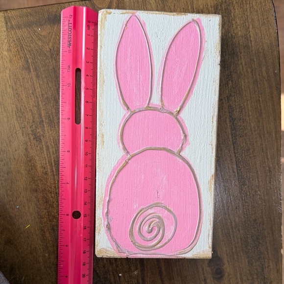 Other - Pink Bunny Wooden Art